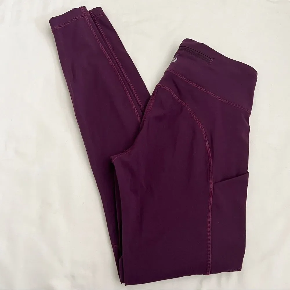 Lululemon leggings purple women’s size 4 pockets drawstring